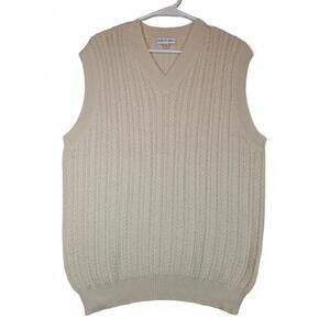 Bullock & Jones Cable Knit Sweater Vest V Neck Alpaca Silk Mens Large